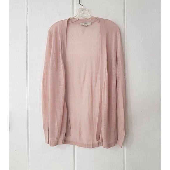 LOFT Sweaters - Loft Sheer Pink Rayon Open Front Cardigan